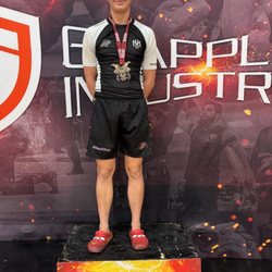 Jiu Jitsu Methods - Wyatt is a white belt, but due to Methods jiu-jitsu training he's been winning at most of his tournaments. First place photo.