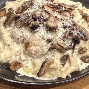 Frankie's Since 1988 - Pappardelle | Wide Ribbon Pasta | Black Truffle Cream Sauce | Mushrooms. I ADDED GLUTEN FREE MEATBALLS - Italian Near Me - Tinley Park, Illinois Frankie's Since 1988 - Pappardelle | Wide Ribbon Pasta | Black Truffle Cream Sauce | Mushrooms. I ADDED GLUTEN FREE MEATBALLS - Italian Near Me - Tinley Park, Illinois