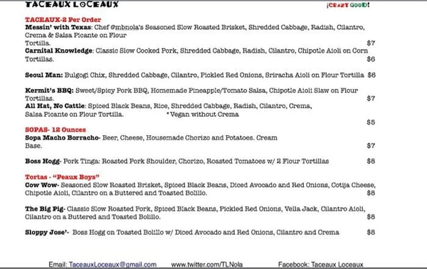 Menu photo 5 Taceaux Loceaux New Orleans, LA Menu photo 5 Taceaux Loceaux New Orleans, LA