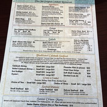 Beck's Restaurant - Menu - Seafood Near Me - Calabash, North Carolina