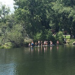 St. Anthony's Sandbar - A bunch of kids walking along the dam and spillway