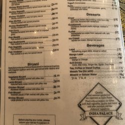 India Palace Restaurant - Menu