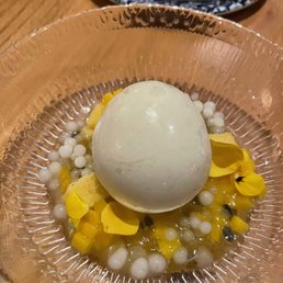 Delicious boule of cheesecake with mini pearls of frozen yumminess. Delicious boule of cheesecake with mini pearls of frozen yumminess.
