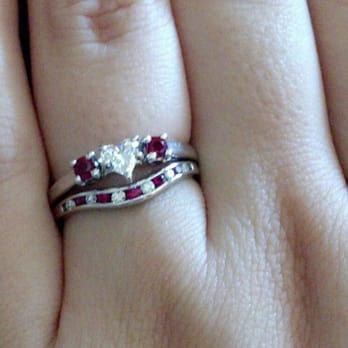 Shane Co. - Heart shaped diamond with rubies on a white gold band-- engagement and wedding ring together - Jewelry Near Me - Scottsdale, Arizona Shane Co. - Heart shaped diamond with rubies on a white gold band-- engagement and wedding ring together - Jewelry Near Me - Scottsdale, Arizona