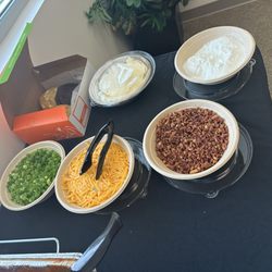 Alonti Catering - Toppings for the baked potato bar. And those cookies...