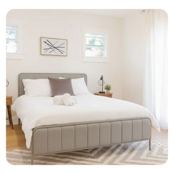 Bay Nest Concierge - Guest-ready Airbnb bedroom: fresh linens, hotel folds, dusted surfaces, staged towels--calm, bright, and welcoming. - Home Organization Near Me - Sunnyvale, California Bay Nest Concierge - Guest-ready Airbnb bedroom: fresh linens, hotel folds, dusted surfaces, staged towels--calm, bright, and welcoming. - Home Organization Near Me - Sunnyvale, California