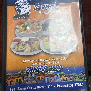 Sarita's Bakery & More - Menu cover - Bakeries Near Me - Houston, Texas Sarita's Bakery & More - Menu cover - Bakeries Near Me - Houston, Texas