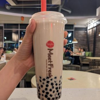 Meet Fresh - Jin Xuan Oolong Milk Tea w/boba (no ice, regular sweet; $5.75) - Desserts Near Me - Cupertino, California Meet Fresh - Jin Xuan Oolong Milk Tea w/boba (no ice, regular sweet; $5.75) - Desserts Near Me - Cupertino, California