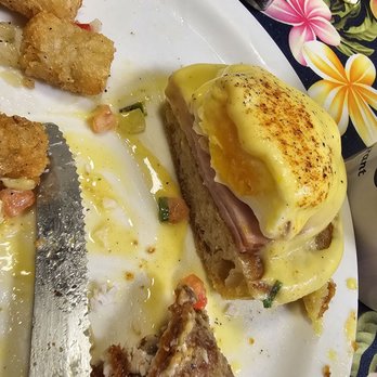 Cinnamon's Restaurant - Egg bene - egg should be runny? Overcooked - Pancakes Near Me - Kailua, Hawaii Cinnamon's Restaurant - Egg bene - egg should be runny? Overcooked - Pancakes Near Me - Kailua, Hawaii