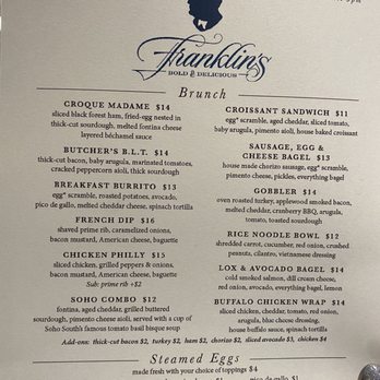 Franklin’s - Menu for brunch - Cafes Near Me - Savannah, Georgia