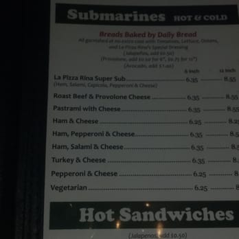 La Pizza Rina - Sub Sandwich Menu - Italian Near Me - Honolulu, Hawaii