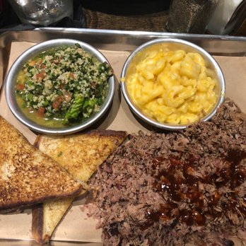 Albert G's Barbecue Tulsa Hills - Chopped brisket, Macs and tabouli - Barbeque Near Me - Tulsa, Oklahoma