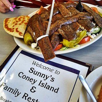 Sunnys Coney Island - Gyro topped Greek Salad absolutely Wonderful - Breakfast & Brunch Near Me - Romulus, Michigan Sunnys Coney Island - Gyro topped Greek Salad absolutely Wonderful - Breakfast & Brunch Near Me - Romulus, Michigan
