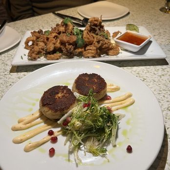 C Level - crab cake and calamari appetizer - New American Near Me - San Diego, California