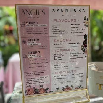 Angie’s Epicurean - a menu and a cup of coffee - Ice Cream & Frozen Yogurt Near Me - Miami, Florida Angie’s Epicurean - a menu and a cup of coffee - Ice Cream & Frozen Yogurt Near Me - Miami, Florida