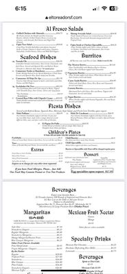 Menu photo 2 El Toreador Restaurant San Francisco, CA Menu photo 2 El Toreador Restaurant San Francisco, CA