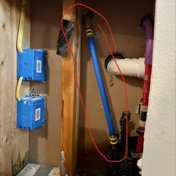 Reliant Plumbing - The foot of tubing & 2 clamps they installed - Plumbing Near Me - Austin, Texas Reliant Plumbing - The foot of tubing & 2 clamps they installed - Plumbing Near Me - Austin, Texas