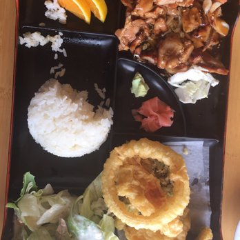 Harumi Sushi - Bento box with teriyaki chicken, white sticky rice, and veggie tempura- amazing!!!! - Sushi Bars Near Me - Seaside, California