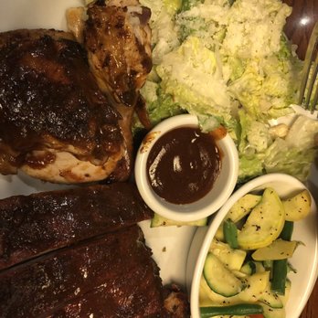 Back Forty Texas BBQ - Lunch Texas combo with bbq chicken, pork ribs, Caesar salad and seasonal veggies - American Near Me - Pleasant Hill, California