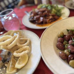 Crispy Calamari mixed Mixed Marinated Olives of Spain Grilled Octopus