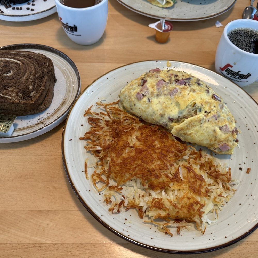 Eggcited Brunch House - Cowboy omelette, hash browns, rye toast, coffee. - Breakfast & Brunch Near Me - McKinney, Texas Eggcited Brunch House - Cowboy omelette, hash browns, rye toast, coffee. - Breakfast & Brunch Near Me - McKinney, Texas