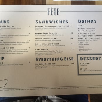 Fete - Lunch menu - New American Near Me - Honolulu, Hawaii Fete - Lunch menu - New American Near Me - Honolulu, Hawaii