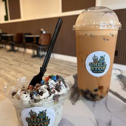 Thai Tea Bubble Tea. Rolled Ice Cream