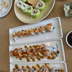 Oko Sushi - From top to bottom: moon roll, catalina roll, ichiban roll, golden gate roll