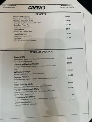 Menu photo 1 Creeks Restaurant Austin, TX Menu photo 1 Creeks Restaurant Austin, TX