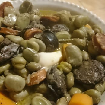 Taberna Portuguesa - Broadbeans with mixed sausages.  Black sausage and chorizo - Portuguese Near Me - Lisbon, 11