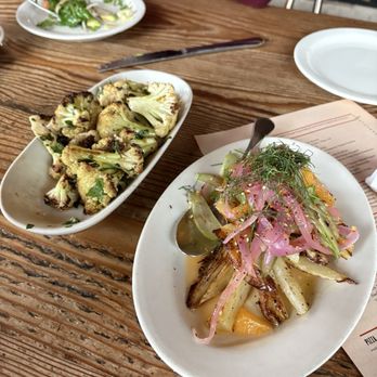 Gjelina - Wood Roasted Cauliflower, Garlic, Chili & Vinegar and Caramelized Fennel, red onions etc - New American Near Me - Venice, California Gjelina - Wood Roasted Cauliflower, Garlic, Chili & Vinegar and Caramelized Fennel, red onions etc - New American Near Me - Venice, California
