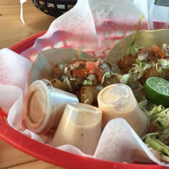 Sharkys - Baja fish tacos with their taco sauce. So much flavor! - Mexican Near Me - Albuquerque, New Mexico