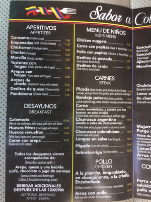 Menu photo 8 Sabor A Colombia Miami, FL