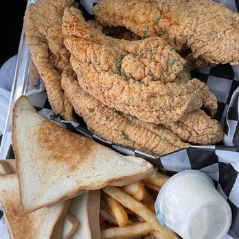 Daq and Mag Daiquiris - Catfish swai Real Catfish Fillets deep fried with our seasoned corn meal served with Honey butter toast and pickles & peppers. - Seafood Near Me - Dallas, Texas Daq and Mag Daiquiris - Catfish swai Real Catfish Fillets deep fried with our seasoned corn meal served with Honey butter toast and pickles & peppers. - Seafood Near Me - Dallas, Texas