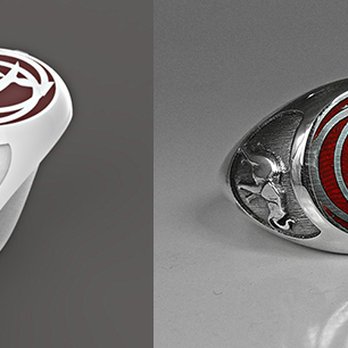 Hand Engraving & Custom Jewelry - Signet ring with red enamel - Jewelry Near Me - Denver, Colorado Hand Engraving & Custom Jewelry - Signet ring with red enamel - Jewelry Near Me - Denver, Colorado