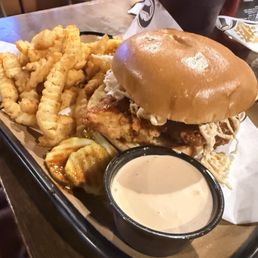 Nashville Hot Honey Chicken Sandwich with Cowboy fries Nashville Hot Honey Chicken Sandwich with Cowboy fries
