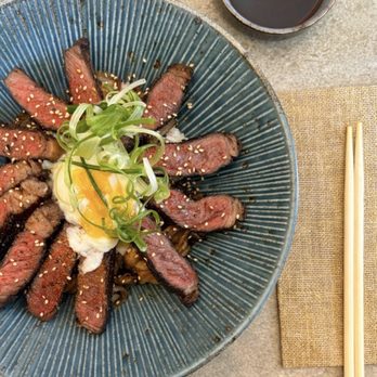 Potto - Yakiniku Don: American Wagyu Boneless Short Ribs w/ onsen egg, white onion, miso compound butter ($32) - Japanese Near Me - San Francisco, California Potto - Yakiniku Don: American Wagyu Boneless Short Ribs w/ onsen egg, white onion, miso compound butter ($32) - Japanese Near Me - San Francisco, California