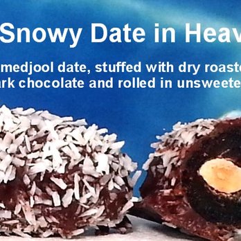 In Your Face Delights - Mejool date , stuffed with almonds, dipped in dark chocolate, rolled in unsweetened coconut - Health Markets Near Me - Hialeah, Florida In Your Face Delights - Mejool date , stuffed with almonds, dipped in dark chocolate, rolled in unsweetened coconut - Health Markets Near Me - Hialeah, Florida