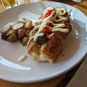 Pine Creek Cookhouse - Elk bratwurst - New American Near Me - Aspen, Colorado Pine Creek Cookhouse - Elk bratwurst - New American Near Me - Aspen, Colorado
