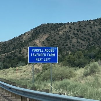 Purple Adobe Lavender Farm - The directions sign to The Purple Adobe Lavender Farm. - Farms Near Me - Abiquiu, New Mexico