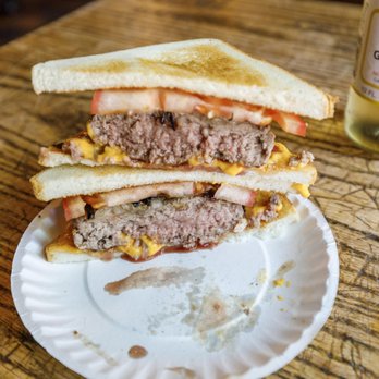 Louis' Lunch - Medium-Rare Burger with everything - Burgers Near Me - New Haven, Connecticut Louis' Lunch - Medium-Rare Burger with everything - Burgers Near Me - New Haven, Connecticut