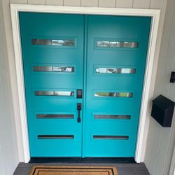 American Window Specialist - Provia double French door custom paint color.