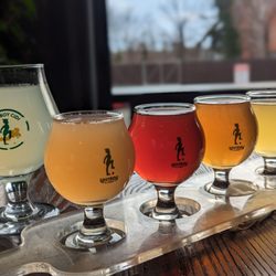 Lost Boy Cider - Back: lemon lime soda Flight: pink shishito, cherry limeade, plum wild, little prince Pink shishito was our fav (sweetest)