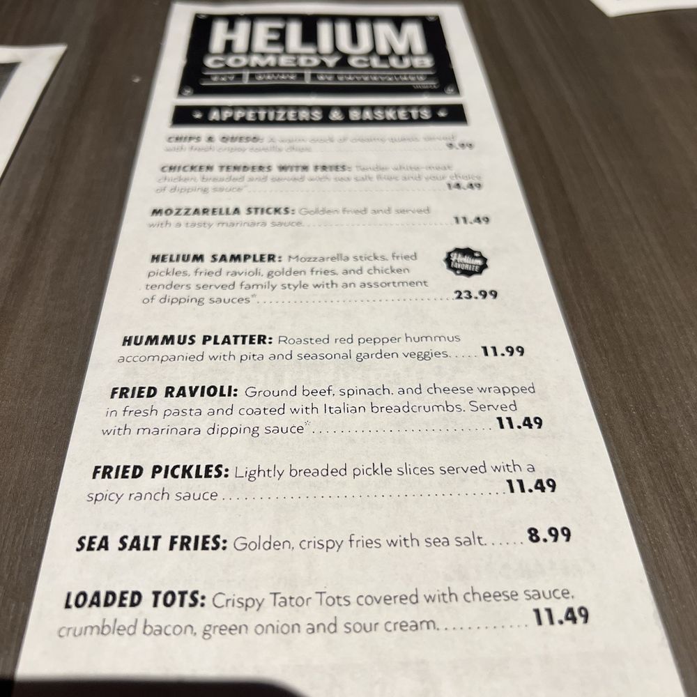 Helium Comedy Club - Appetizer menu - Comedy Clubs Near Me - Saint Louis, Missouri Helium Comedy Club - Appetizer menu - Comedy Clubs Near Me - Saint Louis, Missouri