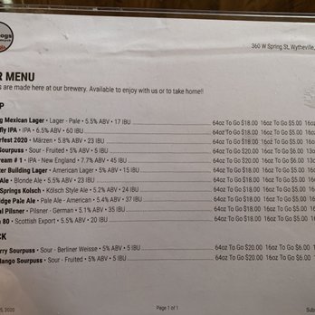 7 Dogs Brewpub - Beer menu - Brewpubs Near Me - Wytheville, Virginia