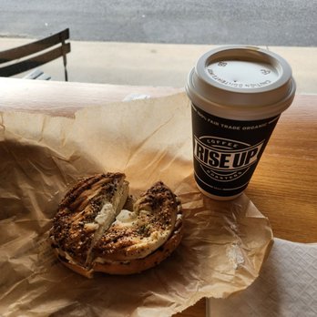 Rise Up Coffee - Yummy bagel with dill cream cheese - Coffee & Tea Near Me - Cambridge, Maryland