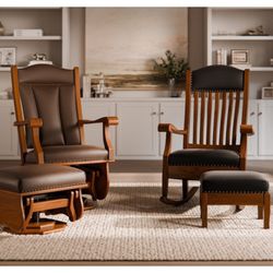 Affinity Furniture - Quality Amish built hardwood rockers and gliders - leather and fabric options available - Made in USA