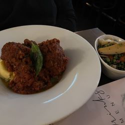 The Thomas Moore Tavern - Roast of the day were meatballs with a red sauce, on your choice of mash or pasta.