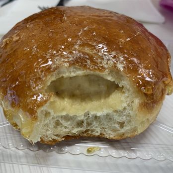 Purple Potato Bakery - Inside of the flan Creme brûlée brioche donut - Donuts Near Me - Las Vegas, Nevada