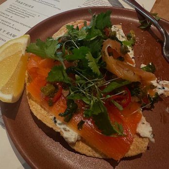 Suerte - Smoked Salmon Tostada - Mexican Near Me - Austin, Texas Suerte - Smoked Salmon Tostada - Mexican Near Me - Austin, Texas